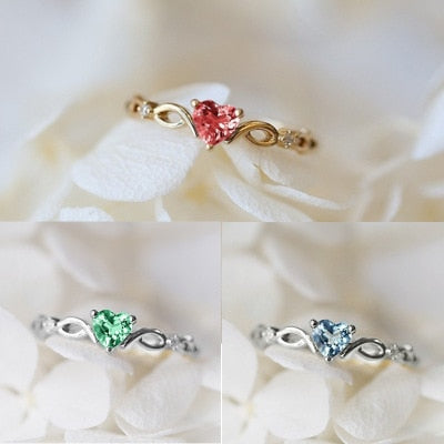 Huitan Simple Heart Ring Female Cute Finger Rings Romantic Birthday Gift For Girlfriend Fashion Zircon Stone Jewelry