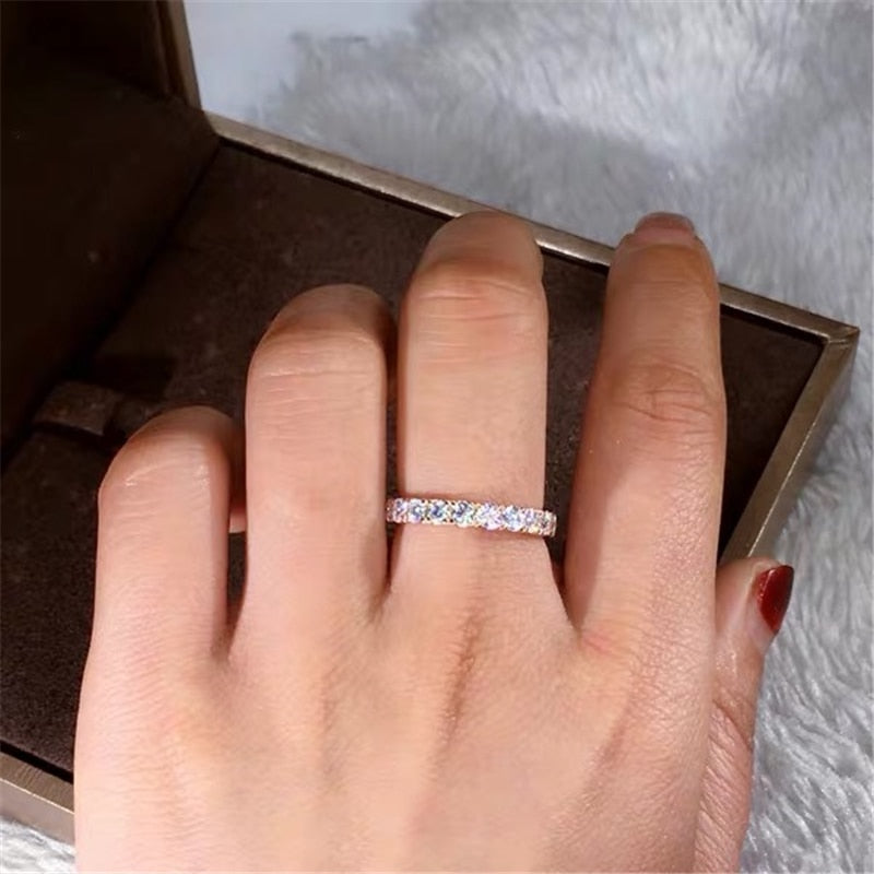 CC Rings For Women Silver Color Cubic Zirconia Ring White Stone Trendy Jewelry