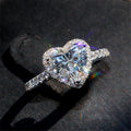 CC Heart Rings for Women Silver Color Jewelry Cubic Zirconia Stone Elegant Ring