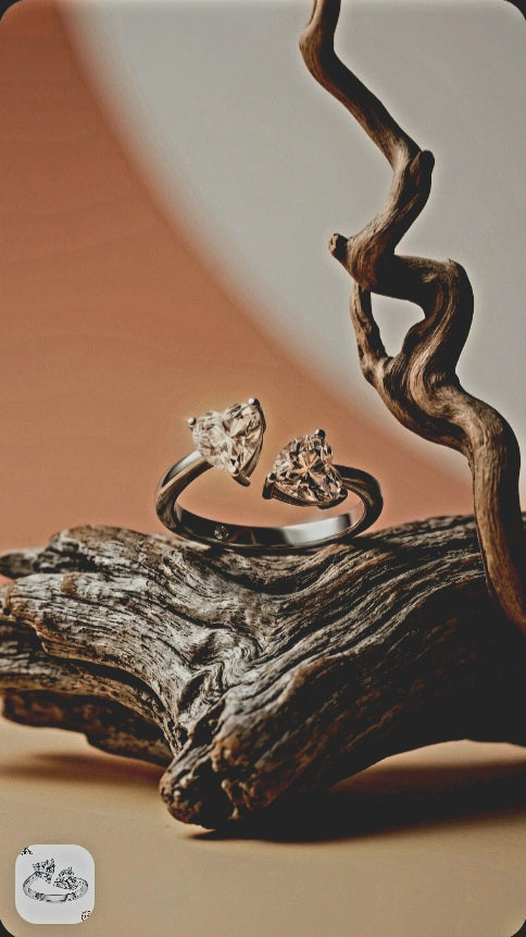 2 Carat D Color Heart Moissanite Anti-Stress Ring
