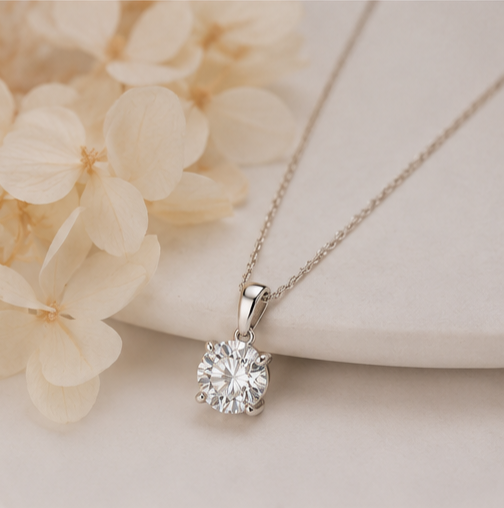 1CT 2CT 3CT Certified Moissanite Solitaire Pendant
