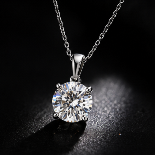 1CT 2CT 3CT Certified Moissanite Solitaire Pendant