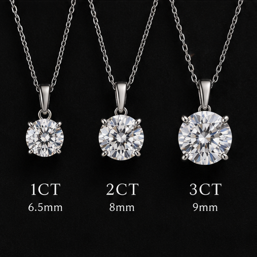 1CT 2CT 3CT Certified Moissanite Solitaire Pendant